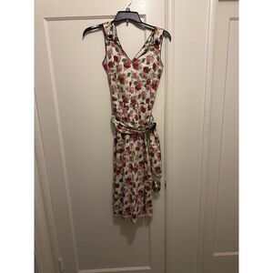 Dick & Jayne Dress Floral S Roses Midi Cotton Cottage Core Picnic Valentines